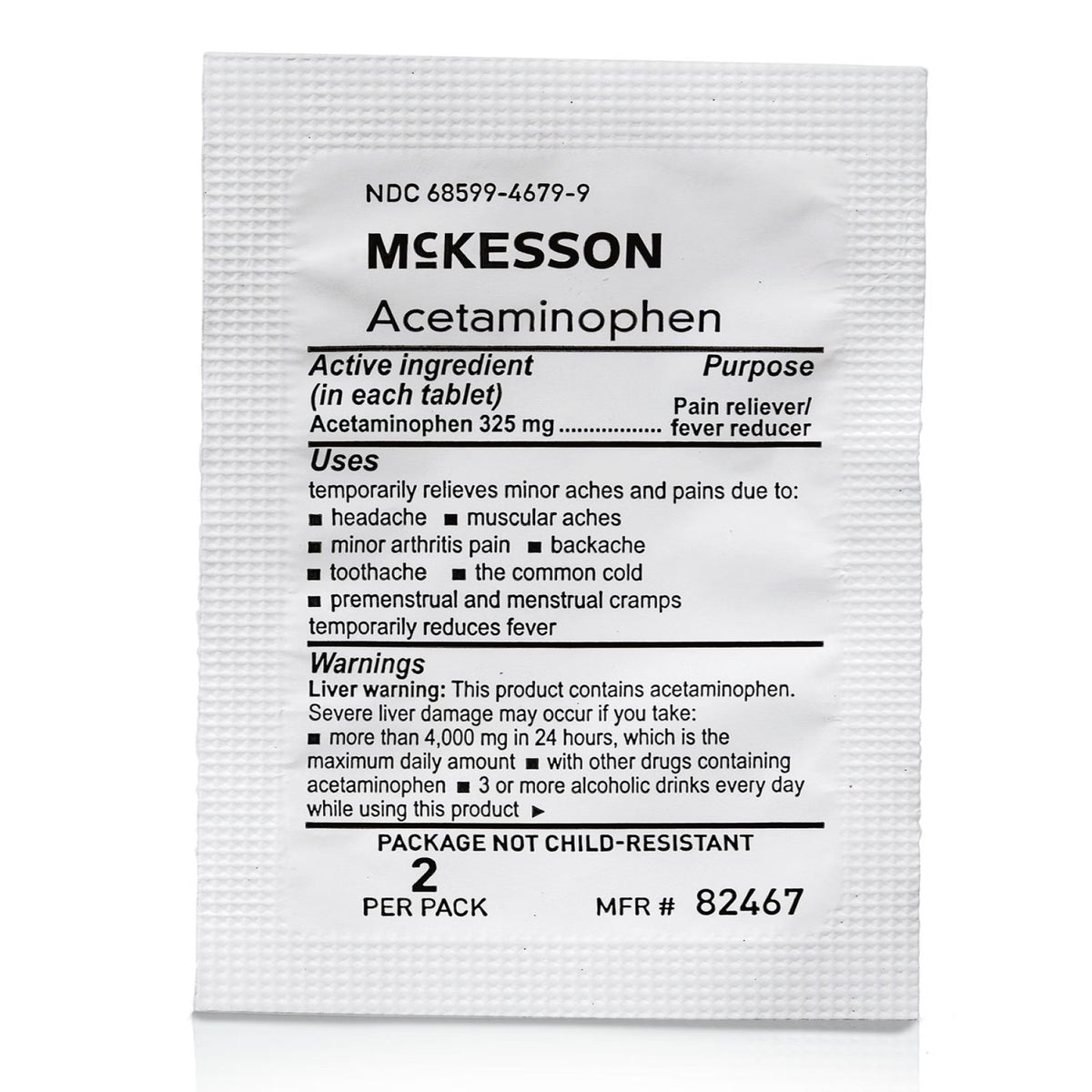 McKesson Acetaminophen Pain Relief, 325 mg, Unit Dose Tablet - 82467 - LL Medico