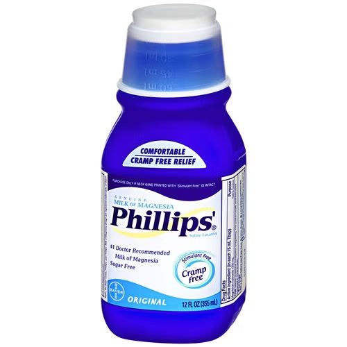 Phillips' Milk of Magnesia Saline Laxative, Original Flavor, 400 mg / 5 mL, Liquid - 12 oz - LL Medico