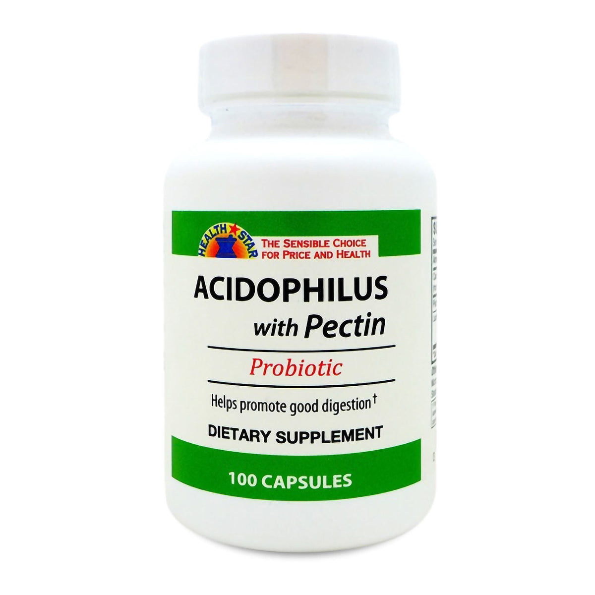Health Star Acidophilus with Pectin Probiotic, Calcium 140 mg / Pectin 100 mg / Lactobacillus Acidophilus 75 Million Cells, Tablet - 837-01-HST - LL Medico