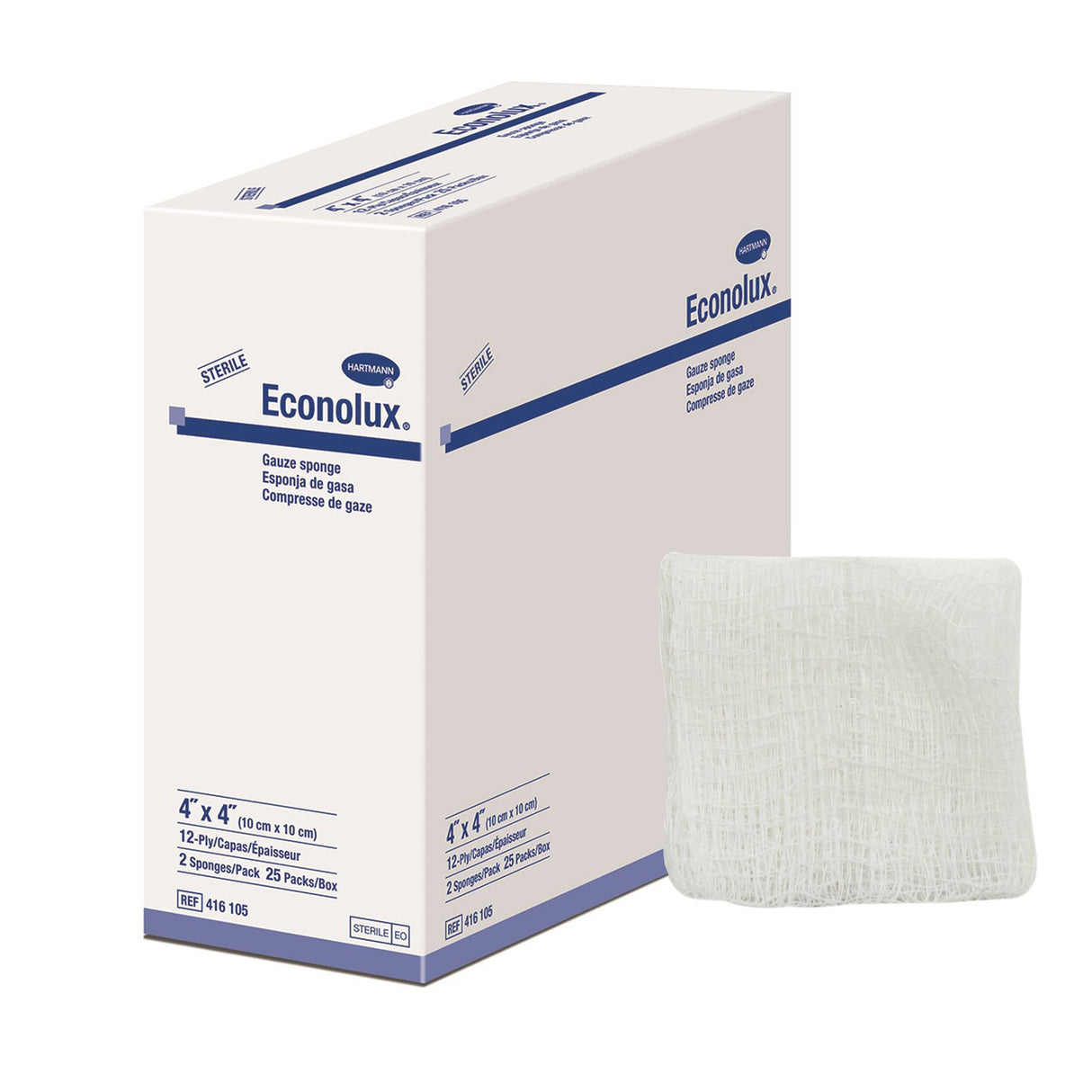 Econolux Gauze Sponge, 4 x 4 Inch, 12-Ply
