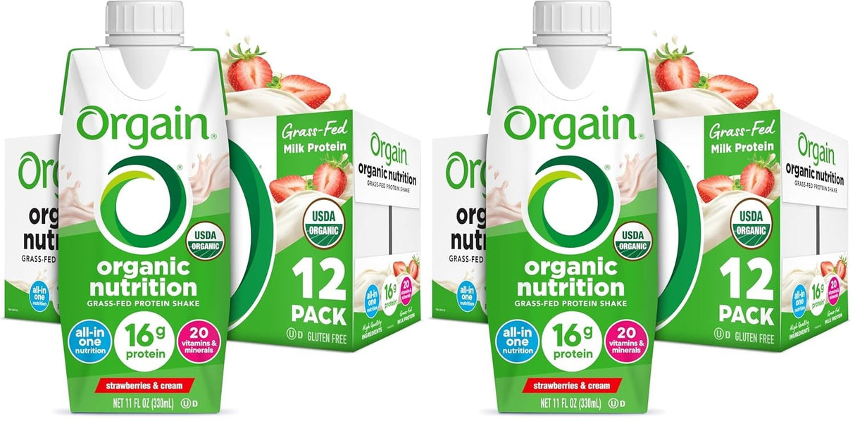 Orgain Organic Nutritional Shake, Strawberries and Cream, 11 oz