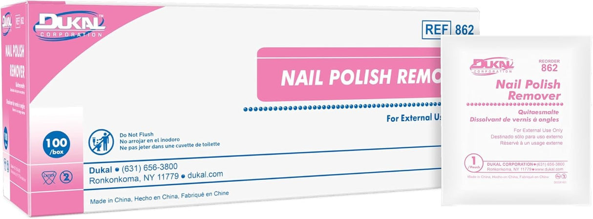Dukal Nail Polish Remover Pads, 50 mm x 57 mm
