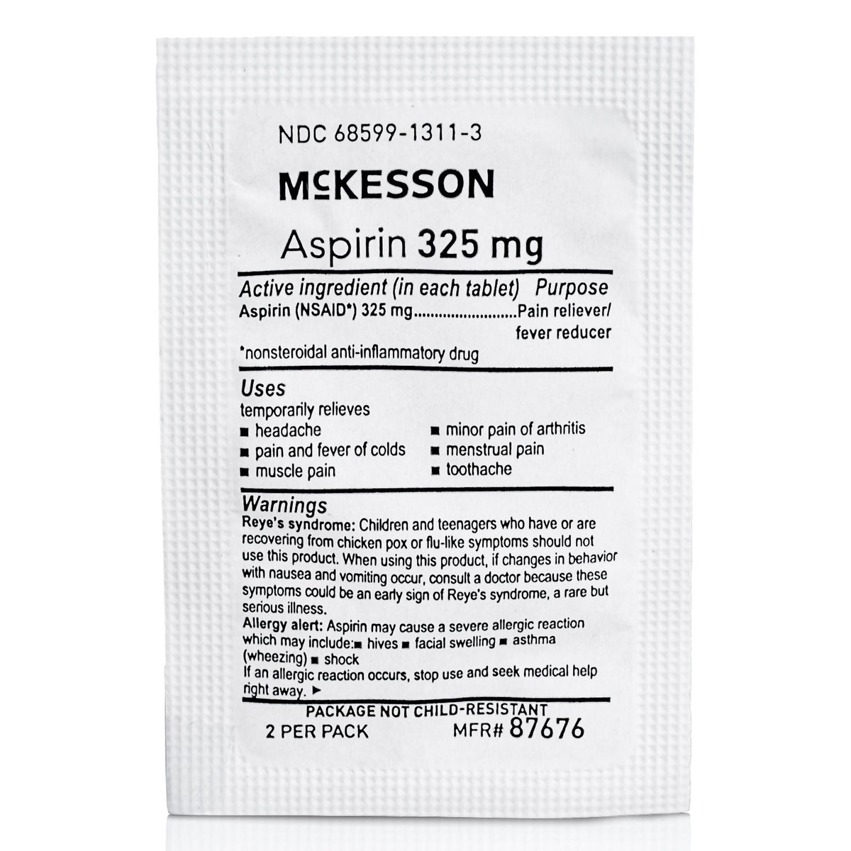 MooreBrand Aspirin, 325 mg, Tablet - 87676 - LL Medico