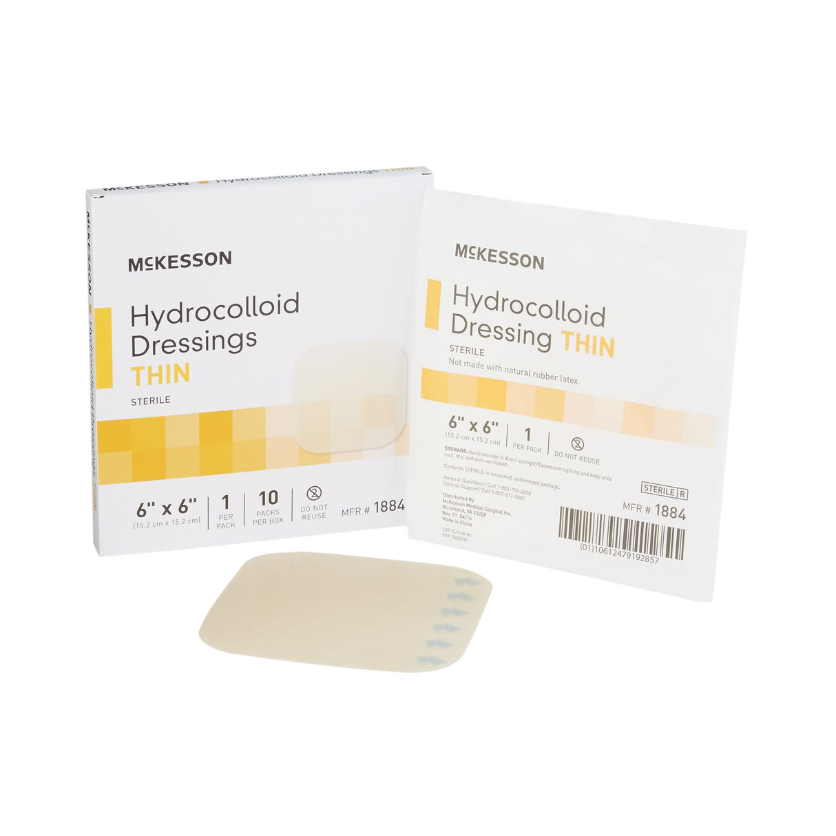 McKesson Hydrocolloid Dressing Thin, Sterile, 6" x 6"