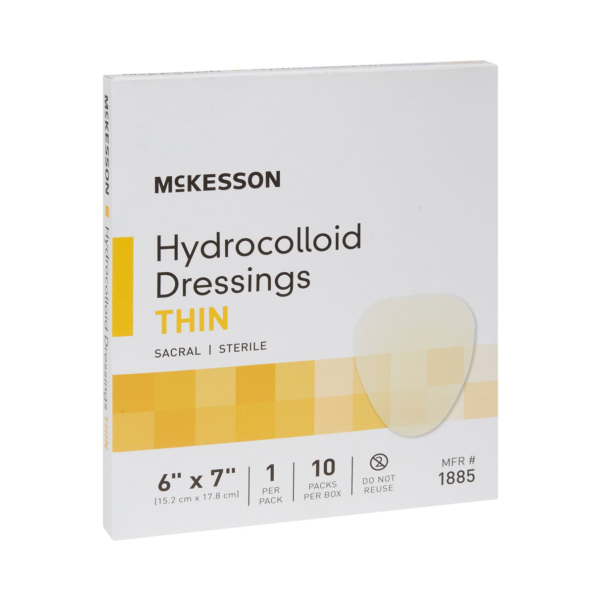 McKesson Hydrocolloid Dressing Thin with Film Backing, Sterile, Sacral, 6 x 7 Inch