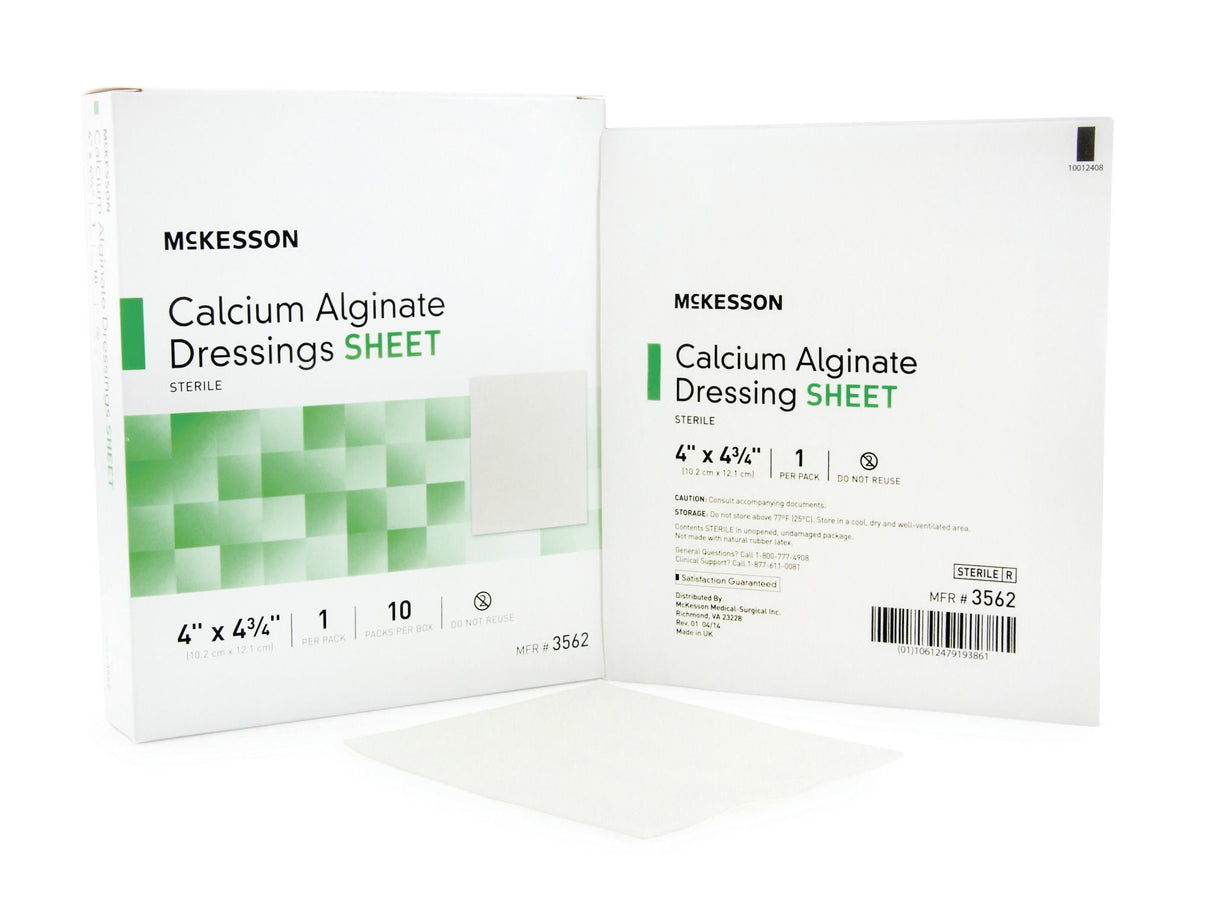 McKesson Calcium Alginate Dressing Sheet, Sterile, 4 x 4¾ Inch - 3562 - LL Medico