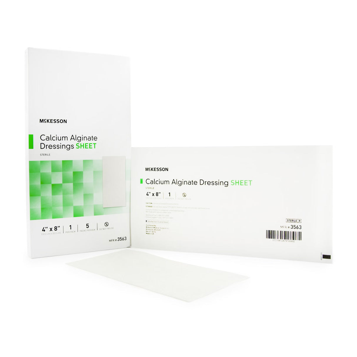 McKesson Calcium Alginate Dressing Sheet, Reinforced, 4 in x 8 in - 3563 - LL Medico