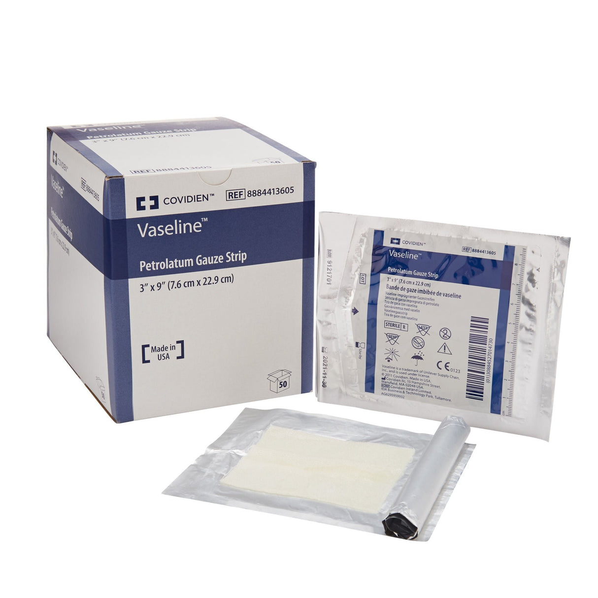 Cardinal Health Vaseline Petrolatum Impregnated Dressing, 3 x 9 Inch