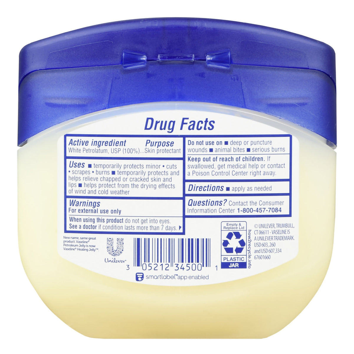 Vaseline Petroleum Jelly, White Petrolatum, NonSterile - 8884430200 - LL Medico