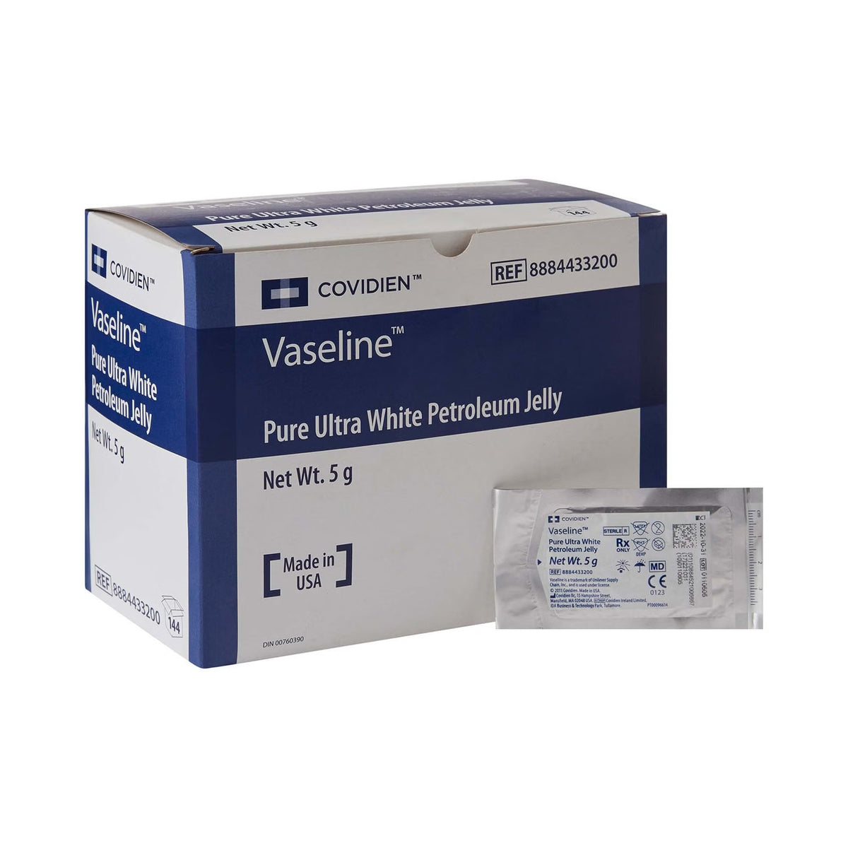 Vaseline Pure Ultra White Petroleum Jelly, Sterile, 5 gm Packet - 8884433200 - LL Medico