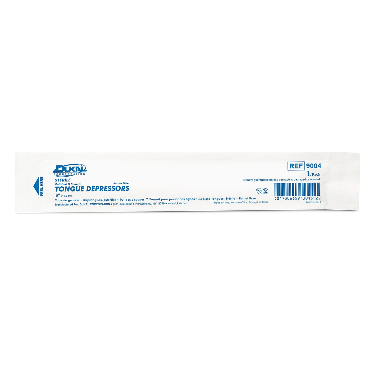Dukal Tongue Depressor, Sterile, 6", 100 Count