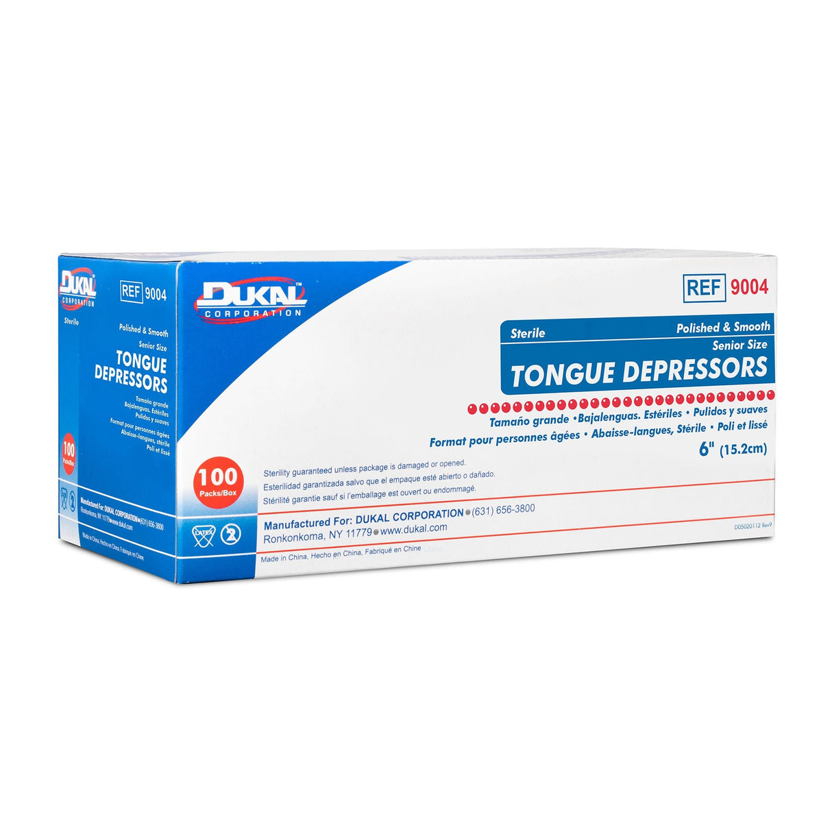Dukal Tongue Depressor, Sterile, 6", 100 Count