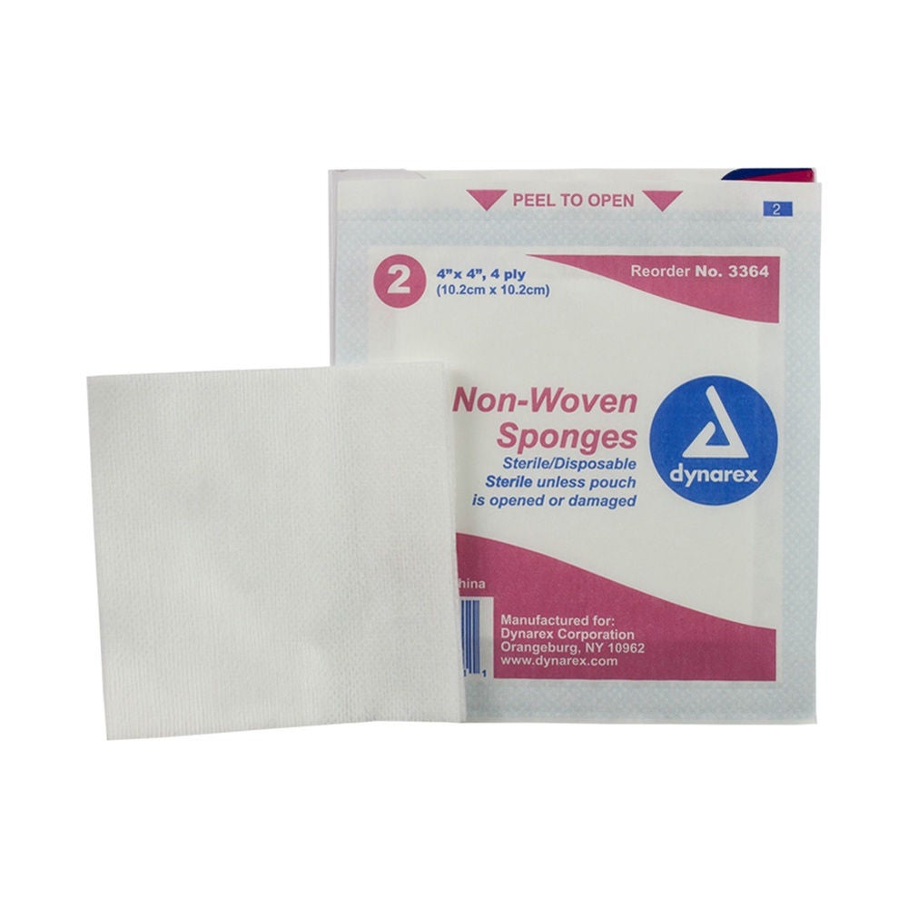 Dynarex Non-Woven Sponges Sterile, 4-Ply, 4" x 4"