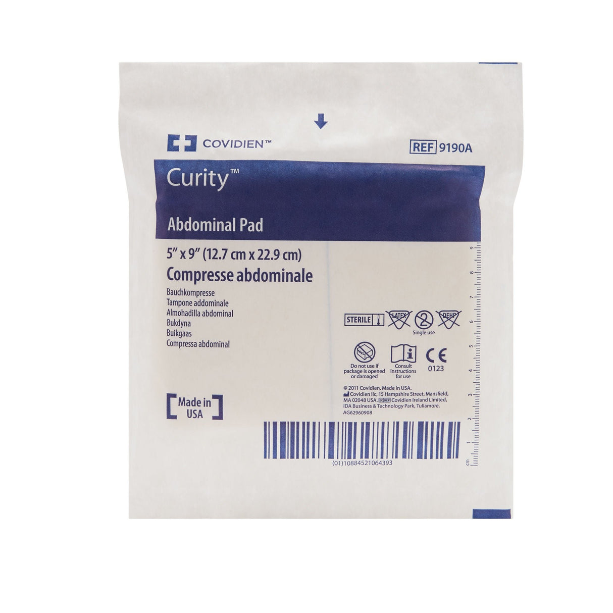 Cardinal Health Curity Sterile Abdominal Pad, 5 x 9 Inch