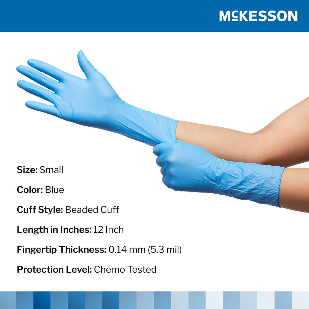 McKesson Confiderm 6.5 CX Nitrile Exam Gloves, Powder-Free, Blue - 14-674C - LL Medico