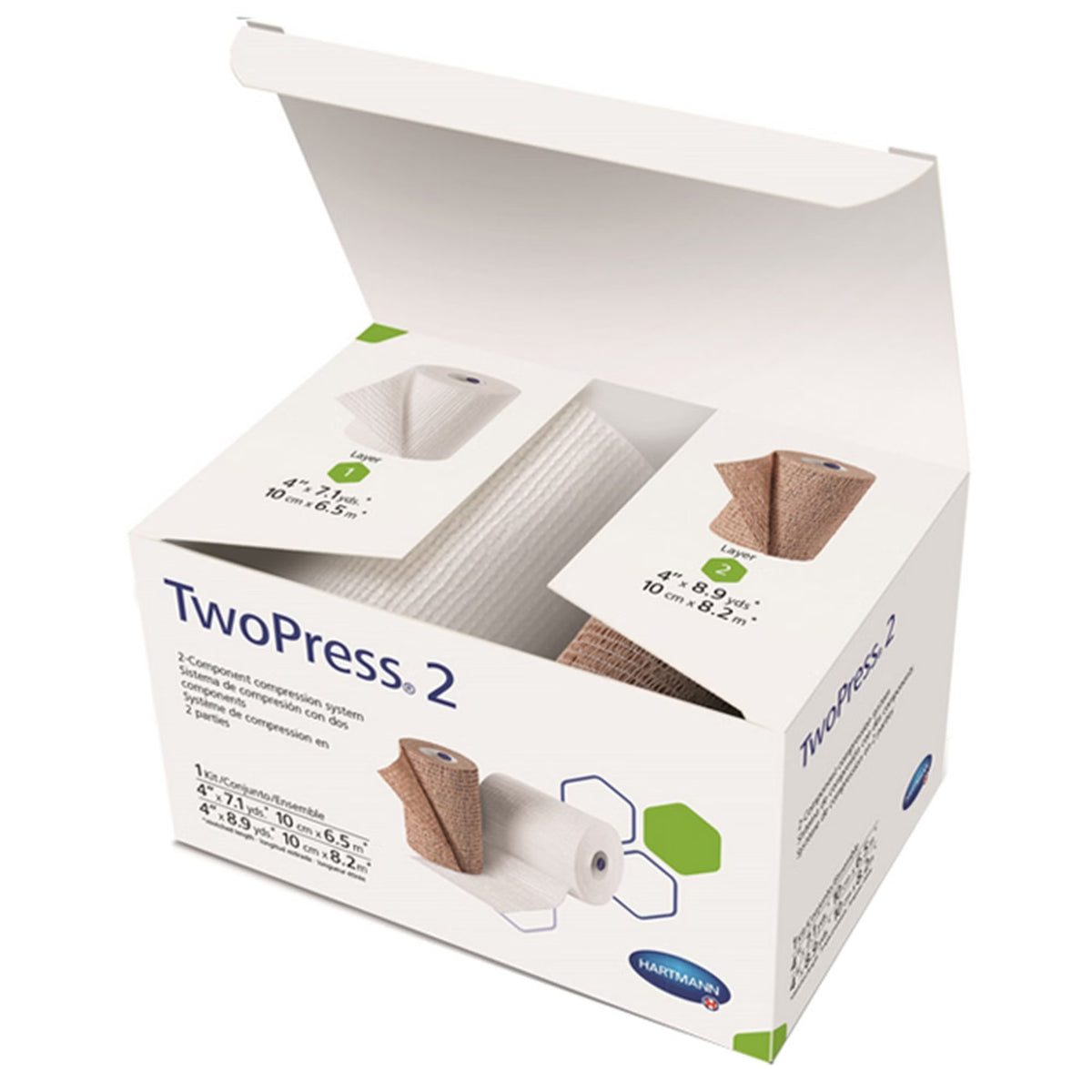 TwoPress 2, Two-Layer Compression Bandage System, Self-Adherent Closure, Tan / White, Elastic / Fabric, NonSterile, 40 mmHg - 931687-Single - LL Medico
