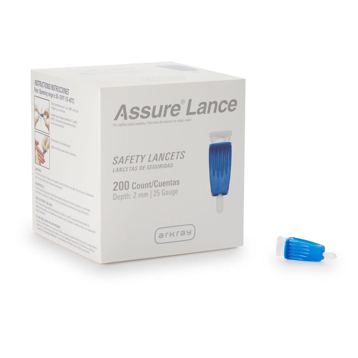 Arkray Assure Safety Lancets, 25 Gauge, 200 Count