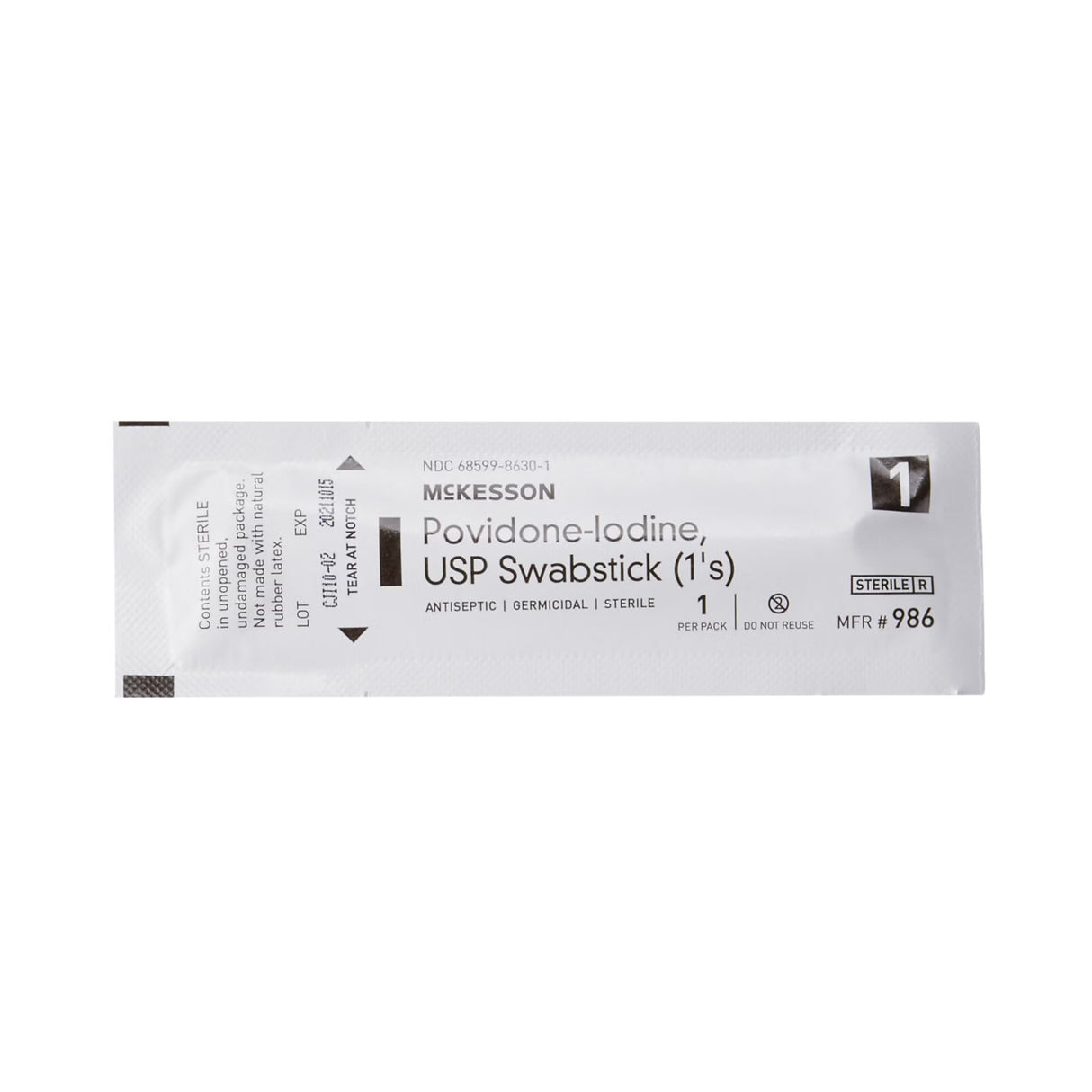McKesson Povidone-Iodine USP Swabstick, Antiseptic, 1 Count
