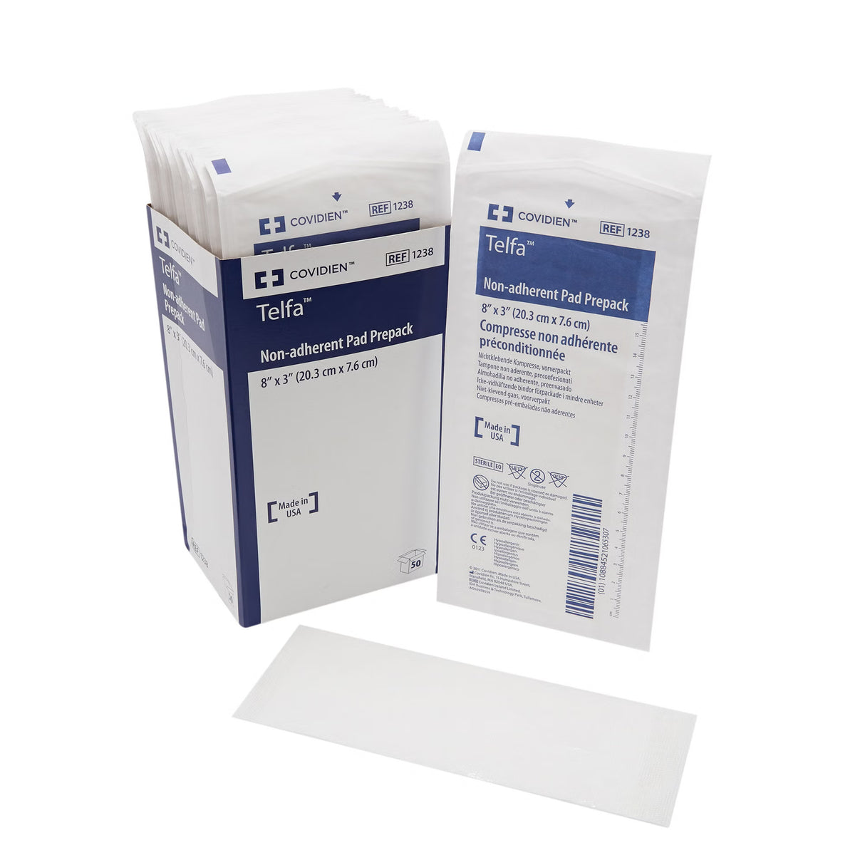 Cardinal Health Telfa Ouchless Nonadherent Dressing, Sterile, 3" x 8"