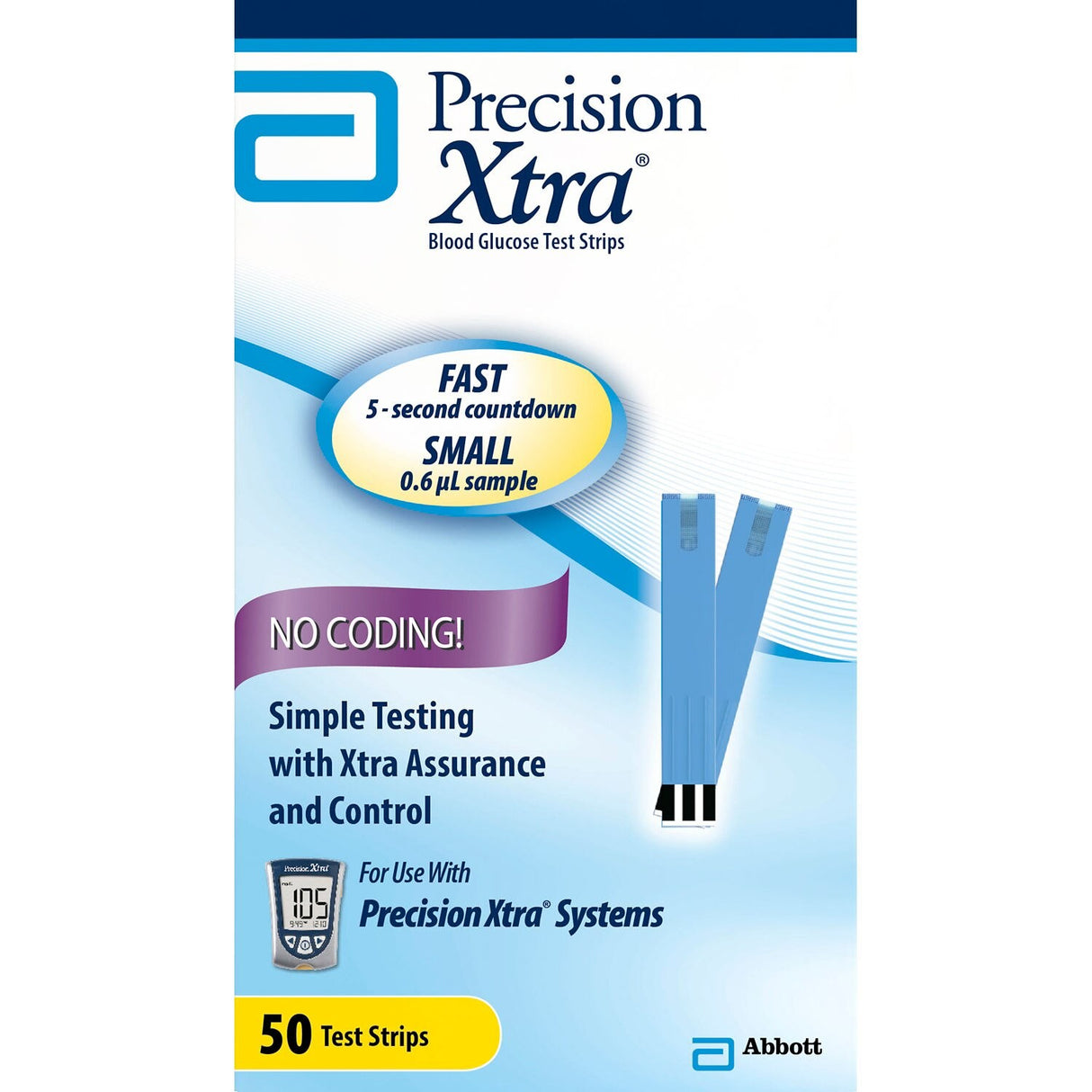 Precision Xtra Blood Glucose Test Strips, 50 Count