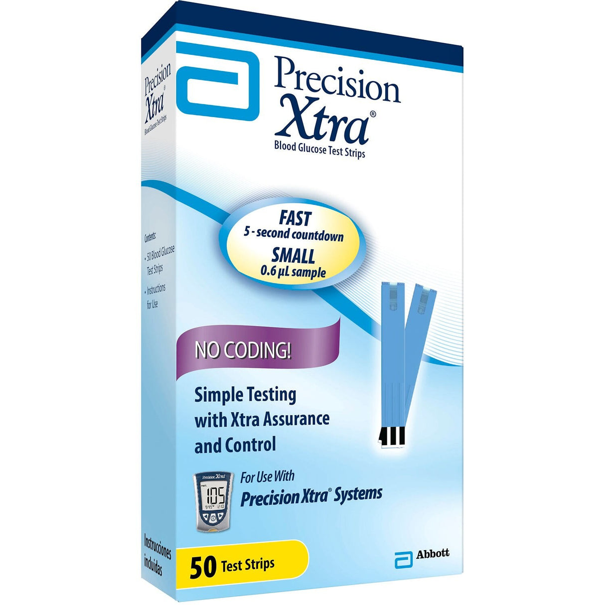 Precision Xtra Blood Glucose Test Strips, 50 Count