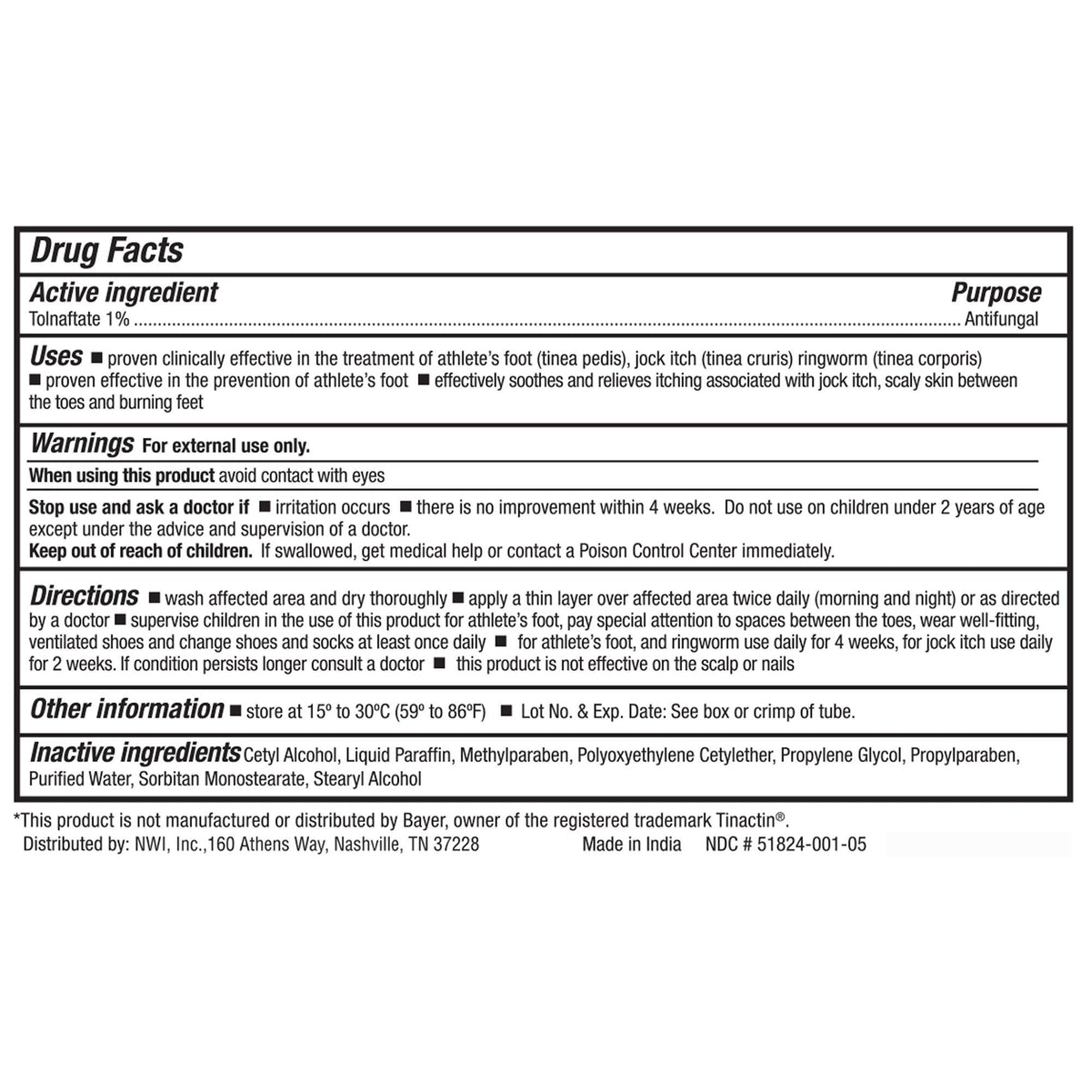 CareALL Tolnaftate Antifungal Cream, 1%, 0.5 oz Tube - AF5 - LL Medico