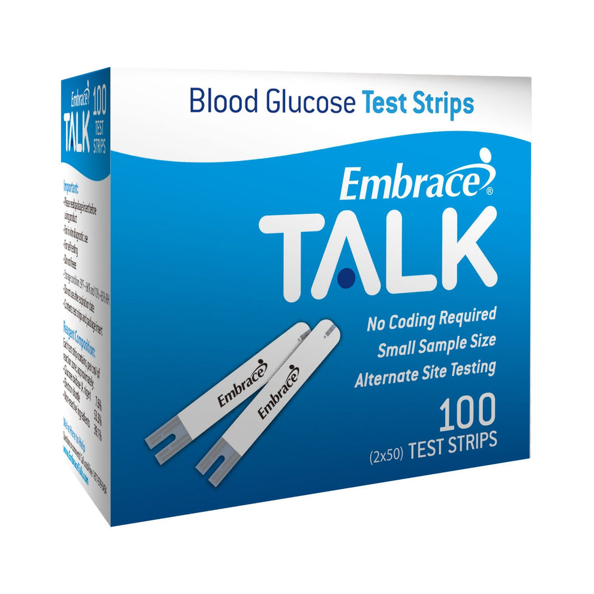 Embrace Talk Blood Glucose Test Strips, 100 Count