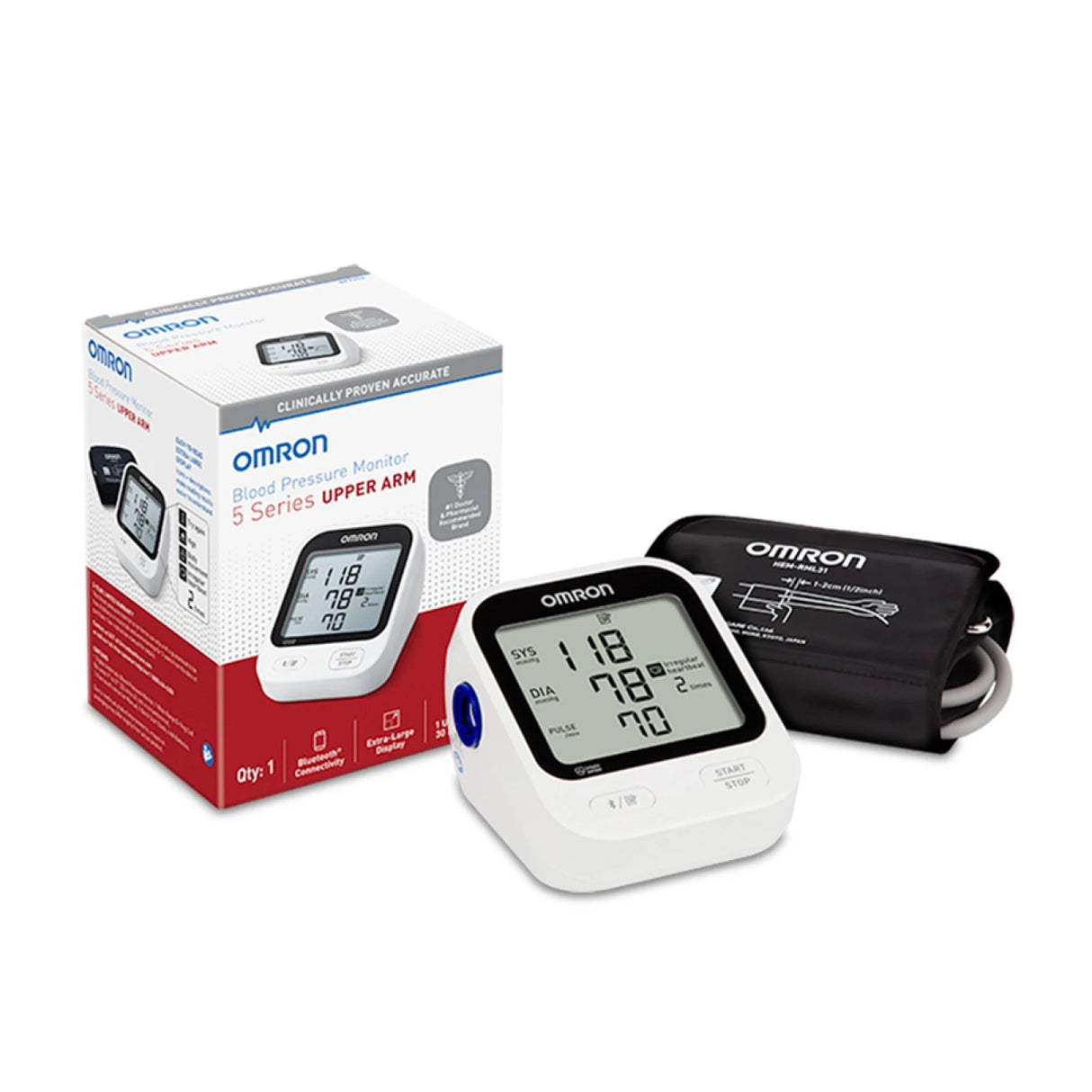 Omron 5 Series Upper Arm Blood Pressure Monitor, Adult Cuff, 9-17"