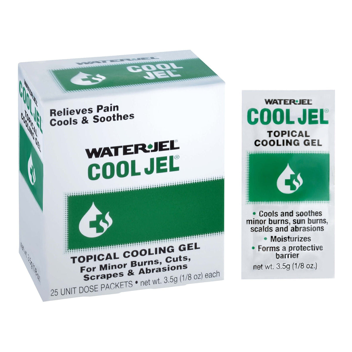 Water Jel Cool Jel, Burn Relief Topical Gel, Tea Tree Oil, Glycerin, 3.5 Gram Packet - CJ25-600.00.000 - LL Medico