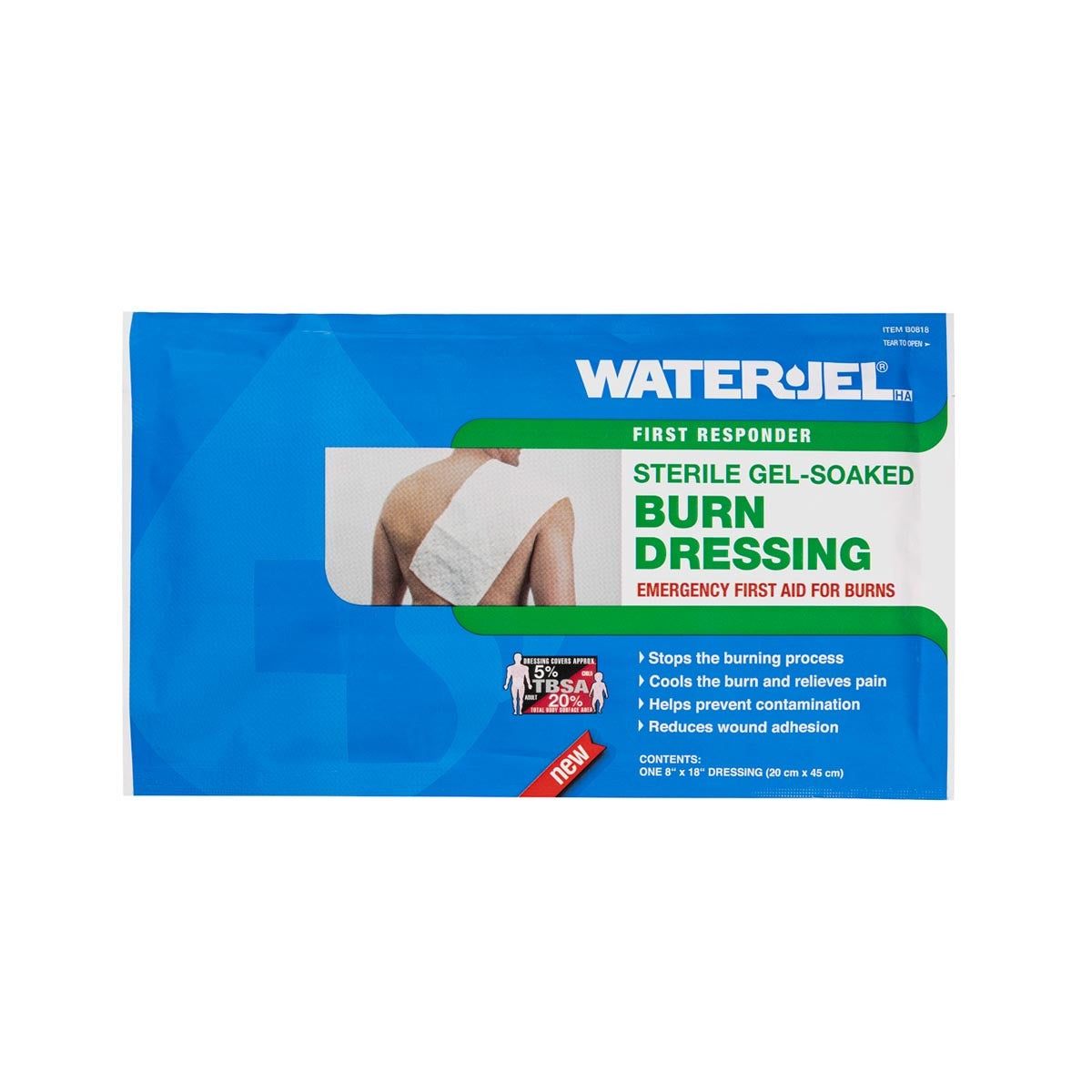 Water-Jel First Responder Burn Dressing, 8 x 18 Inch