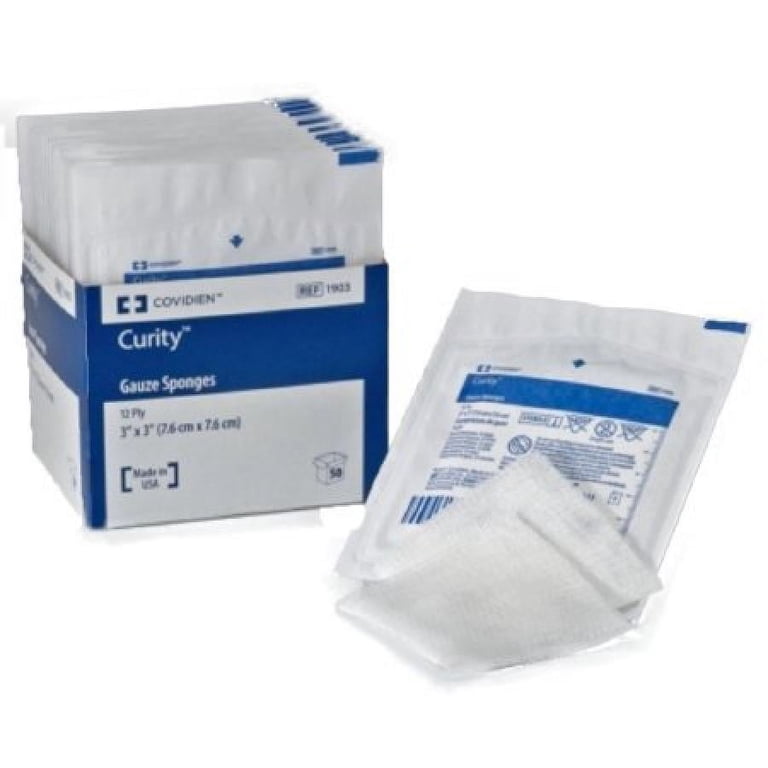 Curity Sterile USP Type VII Gauze Sponge, 3 x 3 Inch, 12-Ply