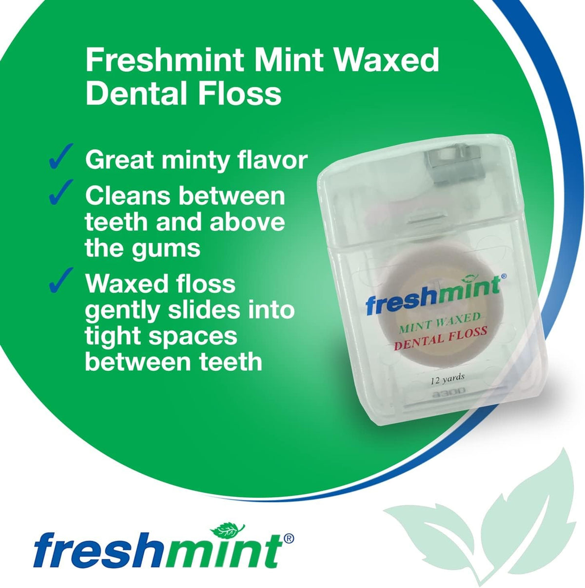Freshmint Mint Waxed Dental Floss, 12 Yards