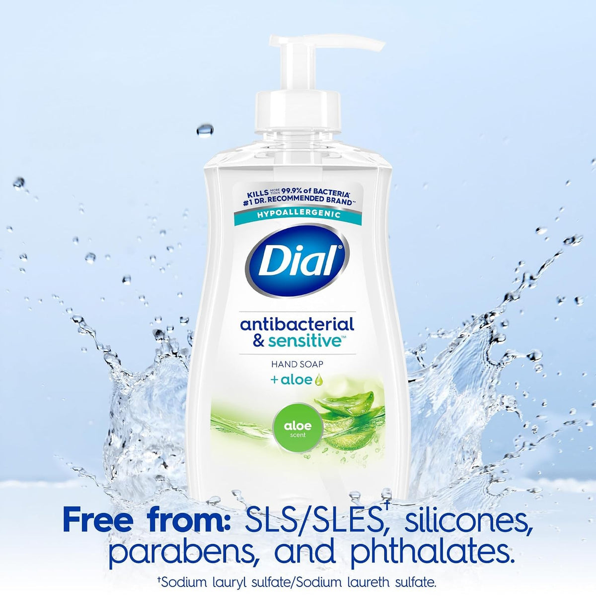 Dial Antibacterial & Sensitive Hand Soap with Aloe, 11 Fl Oz, Pack of 12