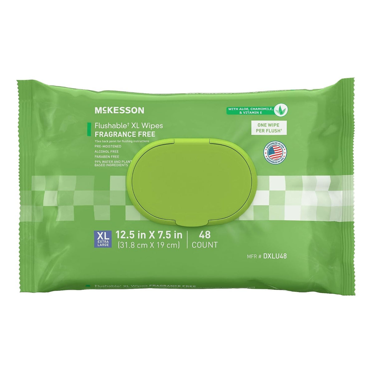 McKesson Flushable XL Wipes, Fragrance Free, 12.5" x 7.5"