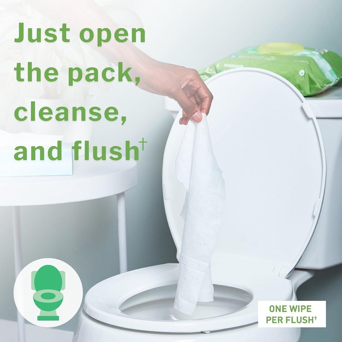 McKesson Flushable XL Wipes, Fragrance Free, 12.5" x 7.5"