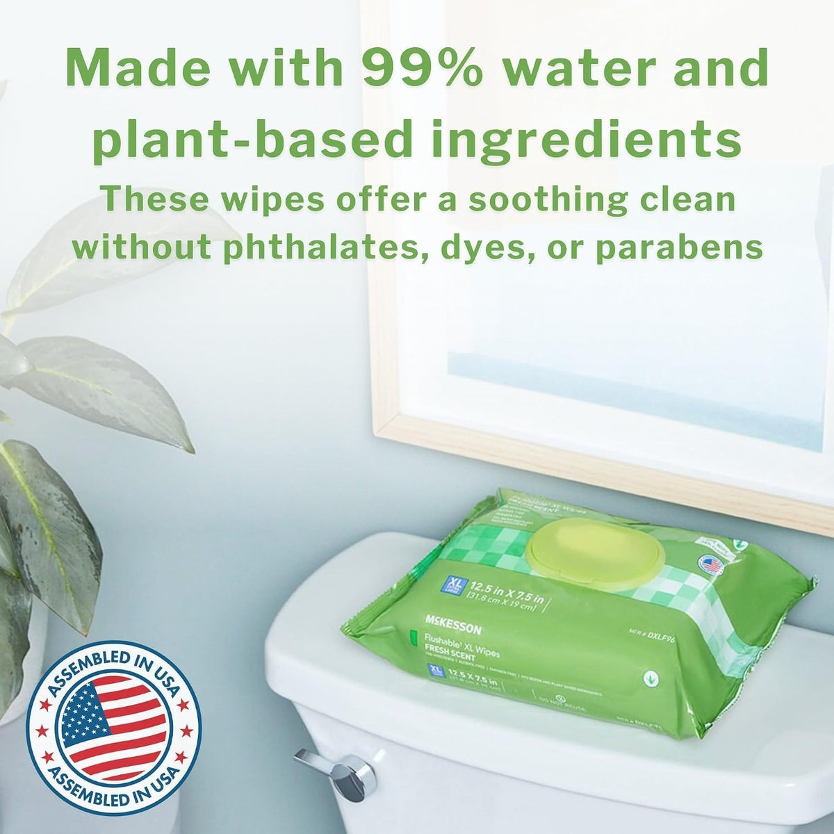McKesson Flushable XL Wipes, Fragrance Free, 12.5" x 7.5"