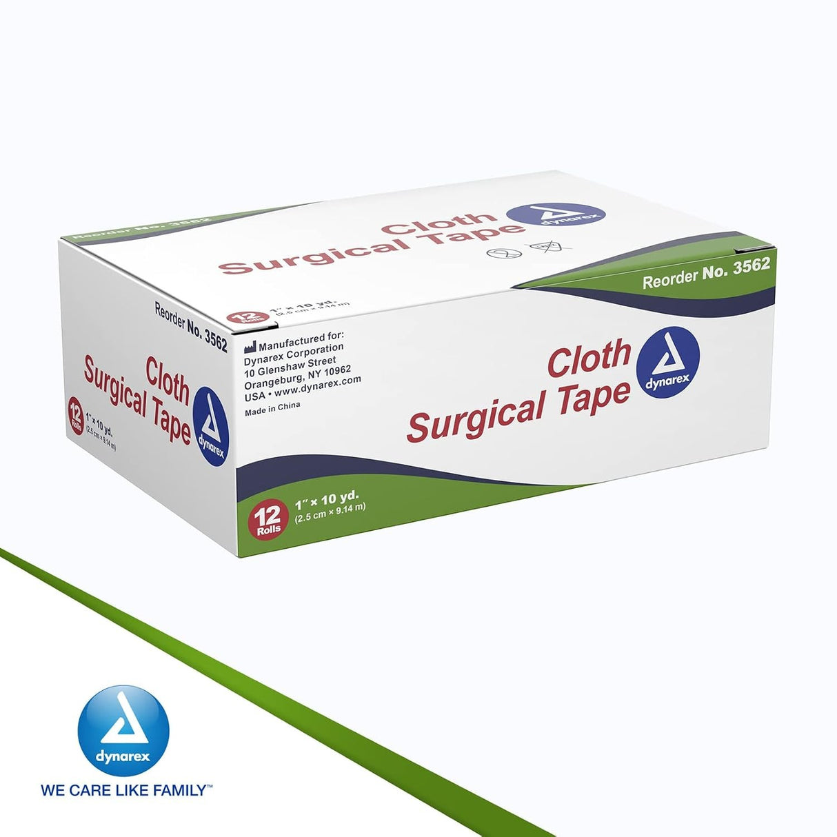 Dynarex Cloth Medical Tape, 1 Inch x 10 Yard, White