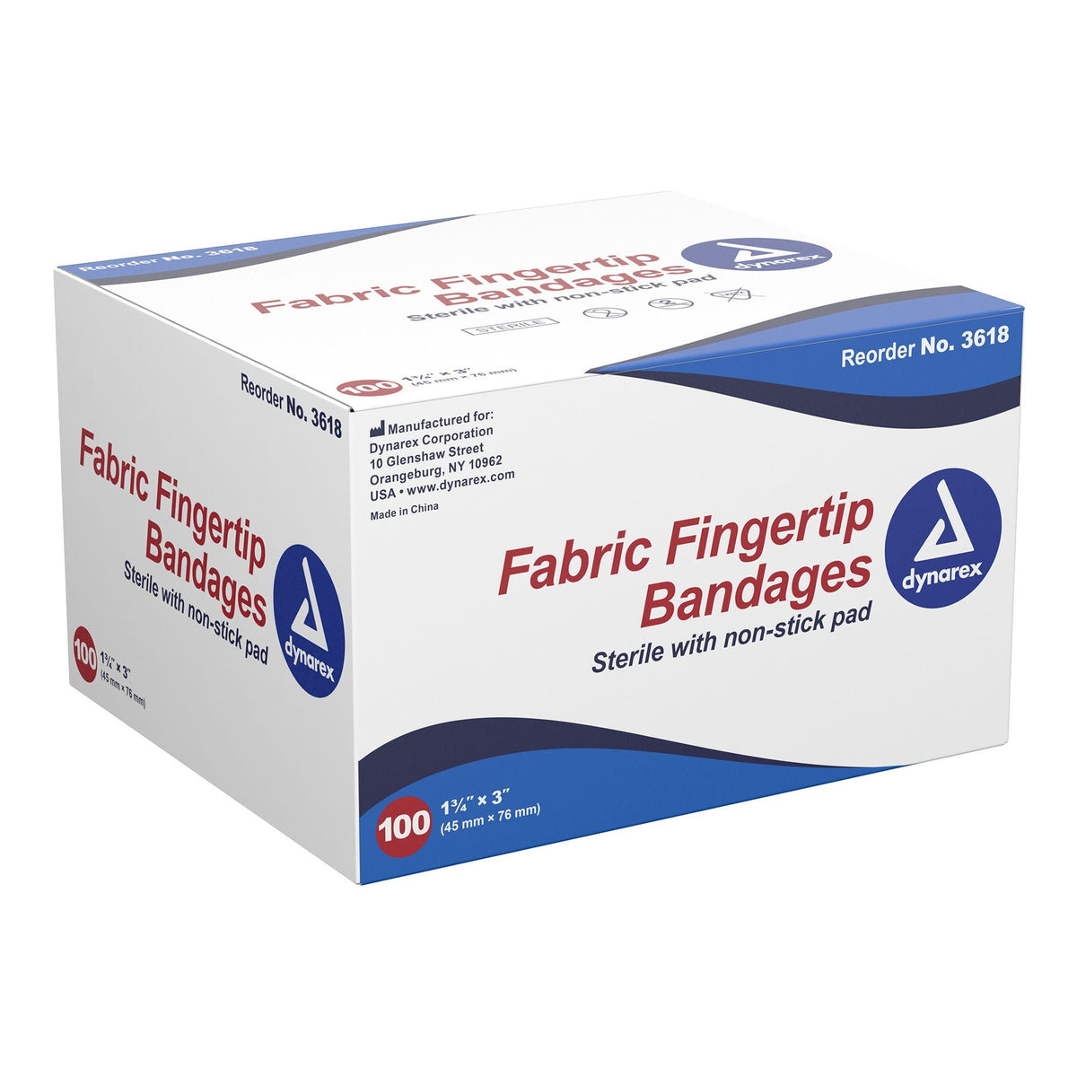 Dynarex Adhesive Fabric Bandage, White, Fabric, 1.75" x 3", Sterile - DYN3618 - LL Medico