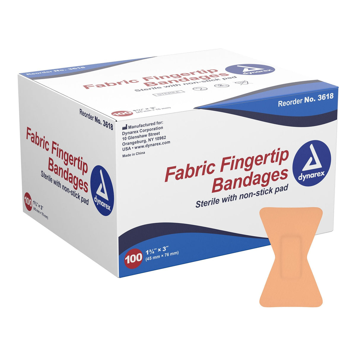 Dynarex Adhesive Fabric Bandage, White, Fabric, 1.75" x 3", Sterile - DYN3618 - LL Medico