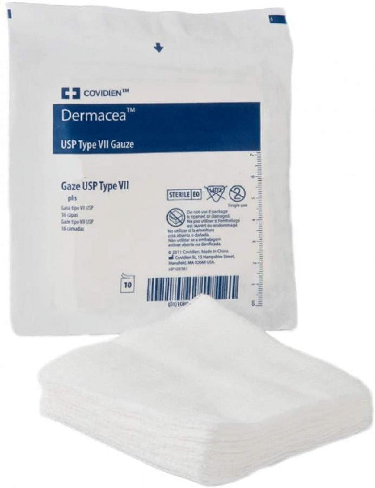 Dermacea Sterile USP Type VII Gauze Sponge, 4 x 4 Inch, 12-Ply
