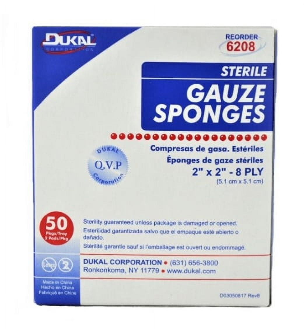 Dukal Gauze Sponge, 2 x 2 Inch, 8-Ply