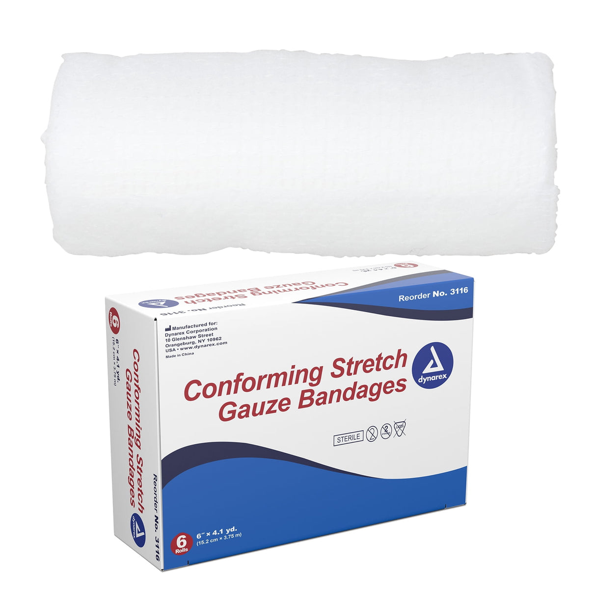 dynarex Conforming Bandage, 6 Inch x 4.1 Yard