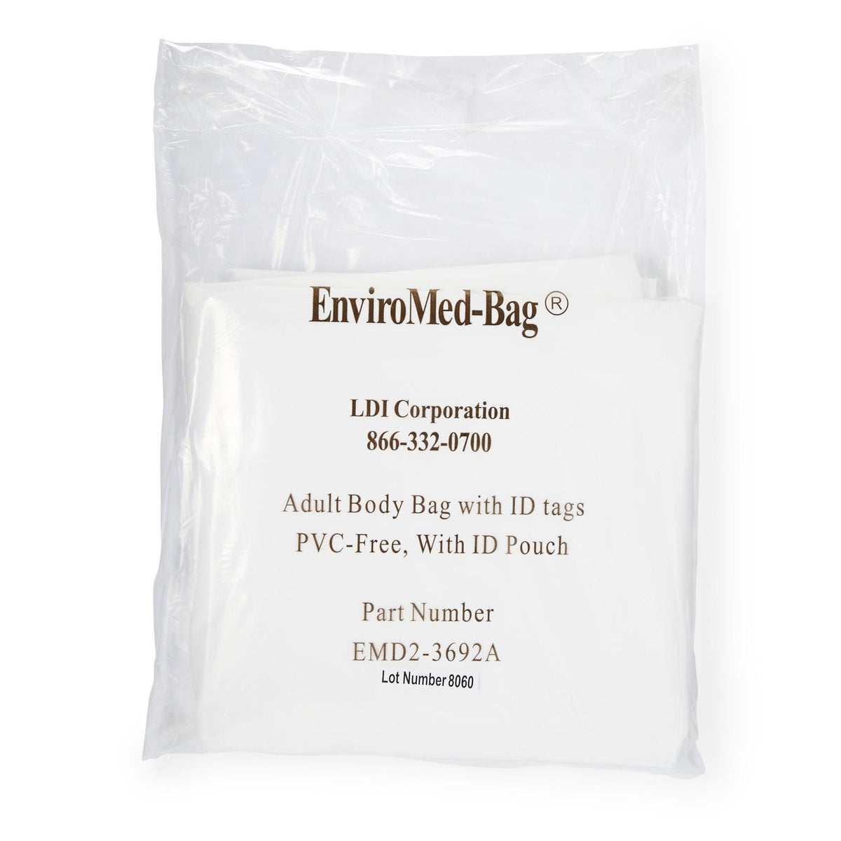 EnviroMed-Bag Post Mortem Bag, One Size Fits Most, 36 x 92", White, Olefin Film, Zipper Closure, Envelope Style, 250 lb Weight Capacity - EMD2-3692A - LL Medico