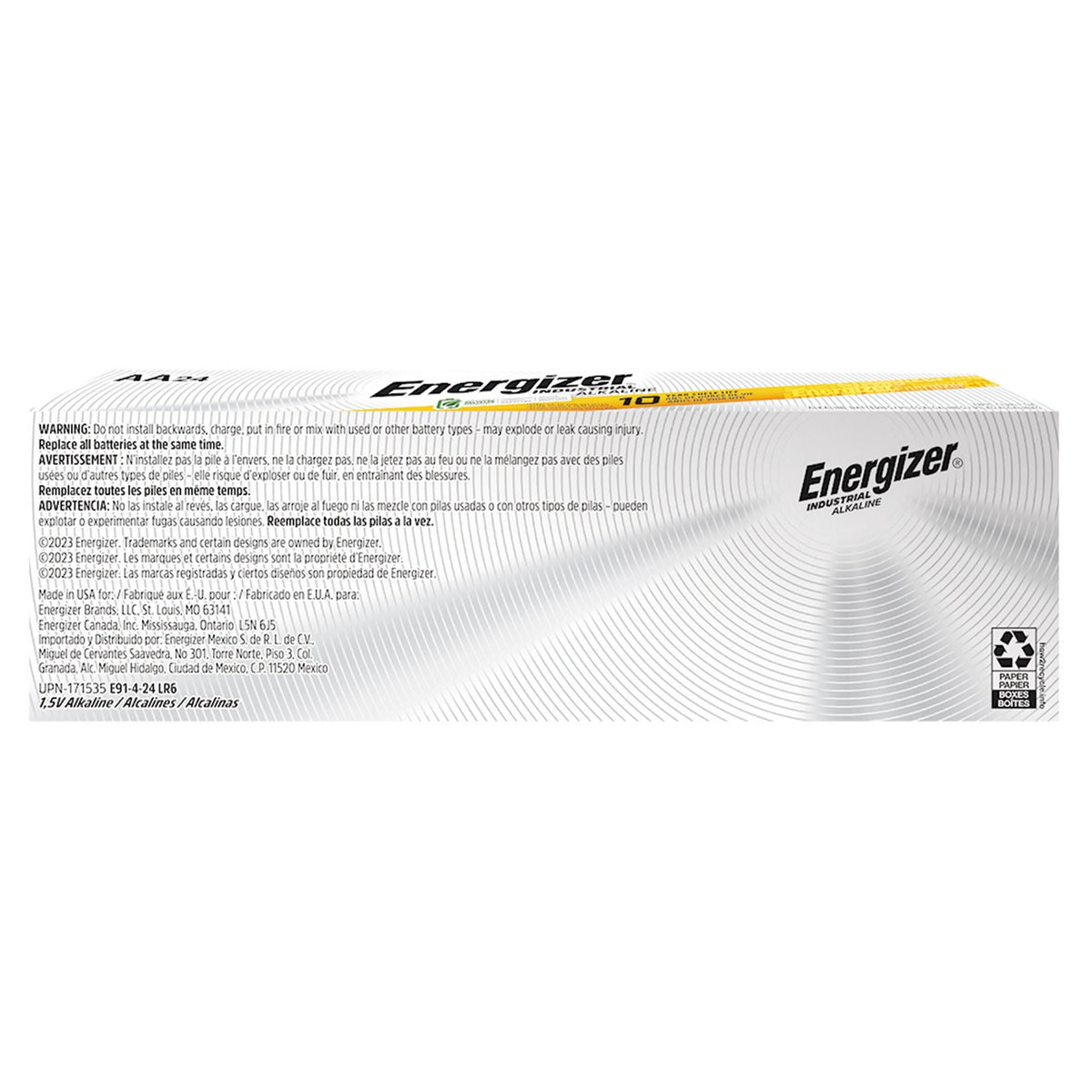Energizer Industrial, Alkaline Battery, AA, 1.5 Volt, Disposable - EN91 - LL Medico