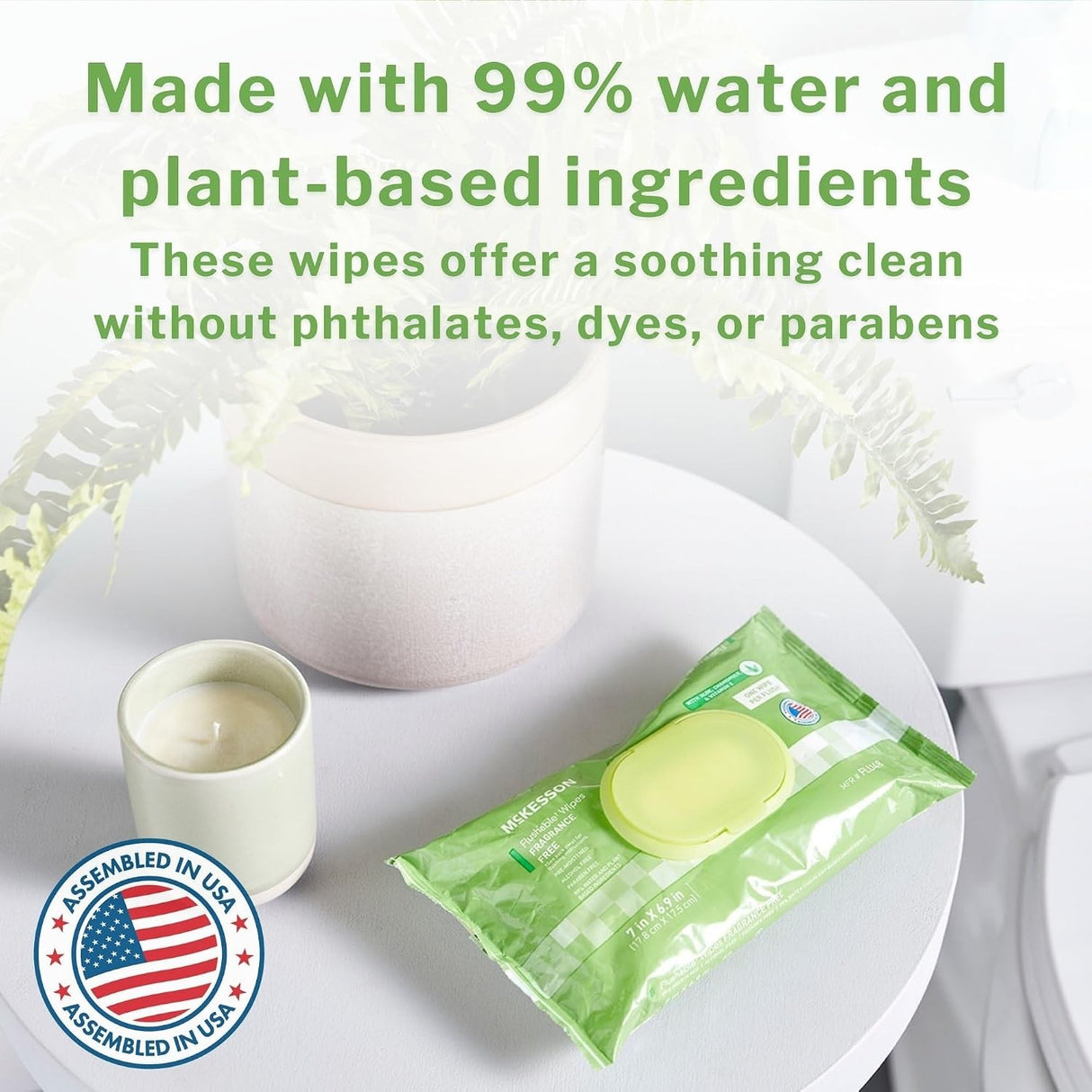 McKesson Flushable Wipes, Fresh Scent, 7" x 6.9"
