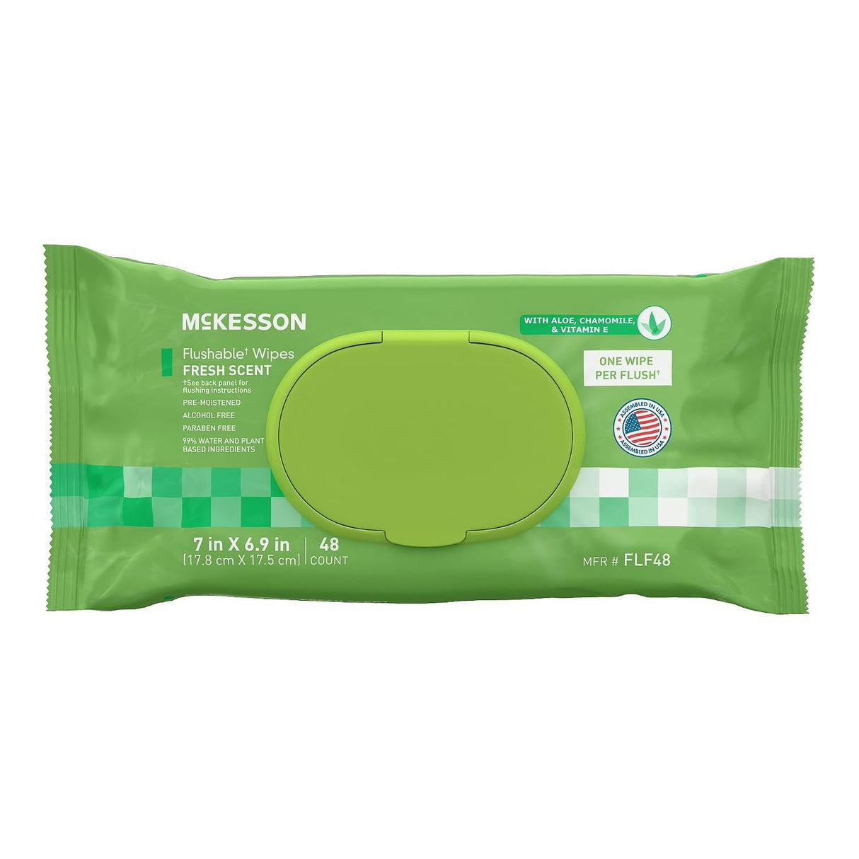 McKesson Flushable Wipes, Fresh Scent, 7" x 6.9"
