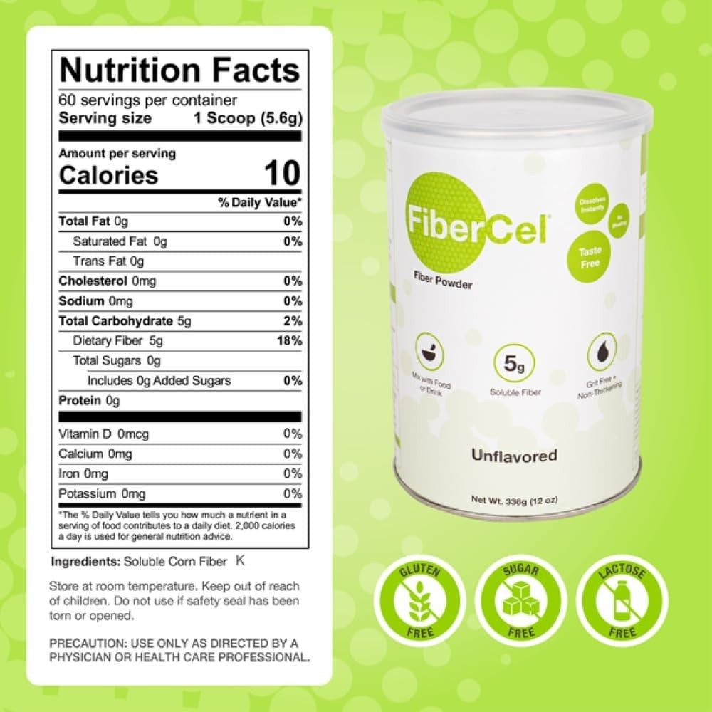 FiberCel Fiber Powder, Unflavored, 12 oz