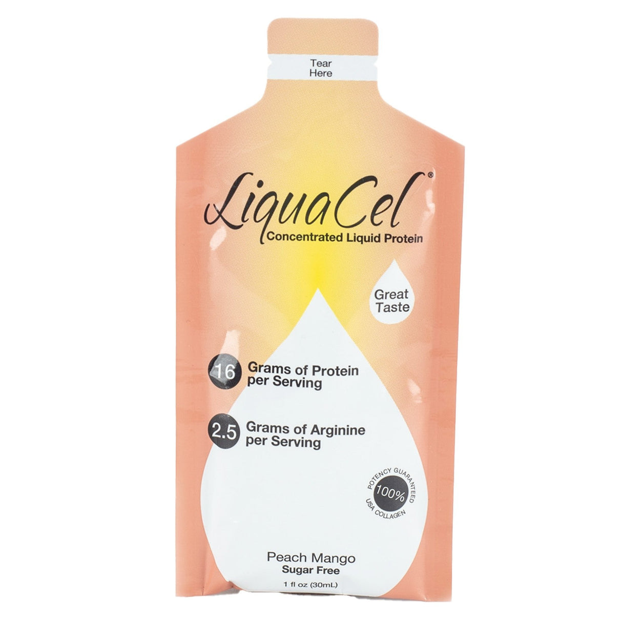 LiquaCel Concentrated Liquid Protein Supplement, Peach Mango, 1 oz
