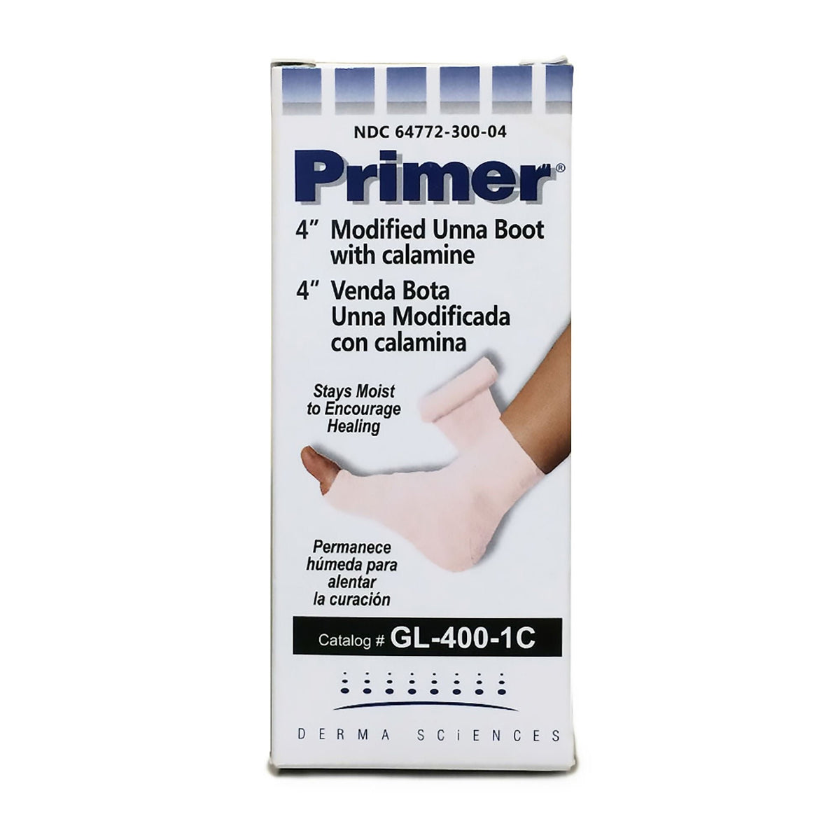 Primer Unna Boot, with Calamine / Zinc Oxide, White, Gauze, Non-Sterile, 4" x 10 yd - GL4001C-Single - LL Medico