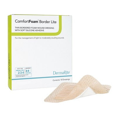 ComfortFoam Border Lite Thin Bordered Foam Wound Dressing, 2 x 2 Inch